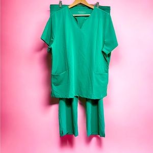 Mandala Scrubs XL SET Surgical Green Pre-owned Cargo Pants 5 Pocket Notch Neck